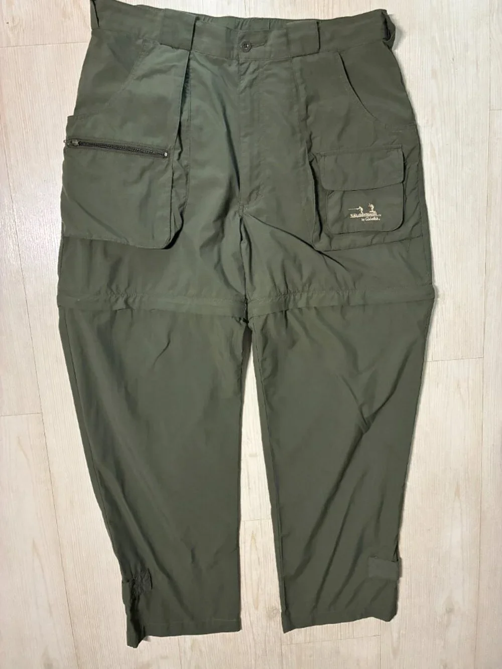 Cabela's Guidewear Men's Large Convertible Cargo Pants Green Zip Off Fishing